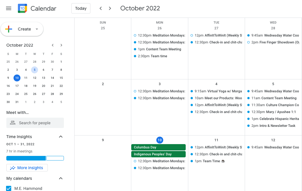 Google Calendar Screenshot