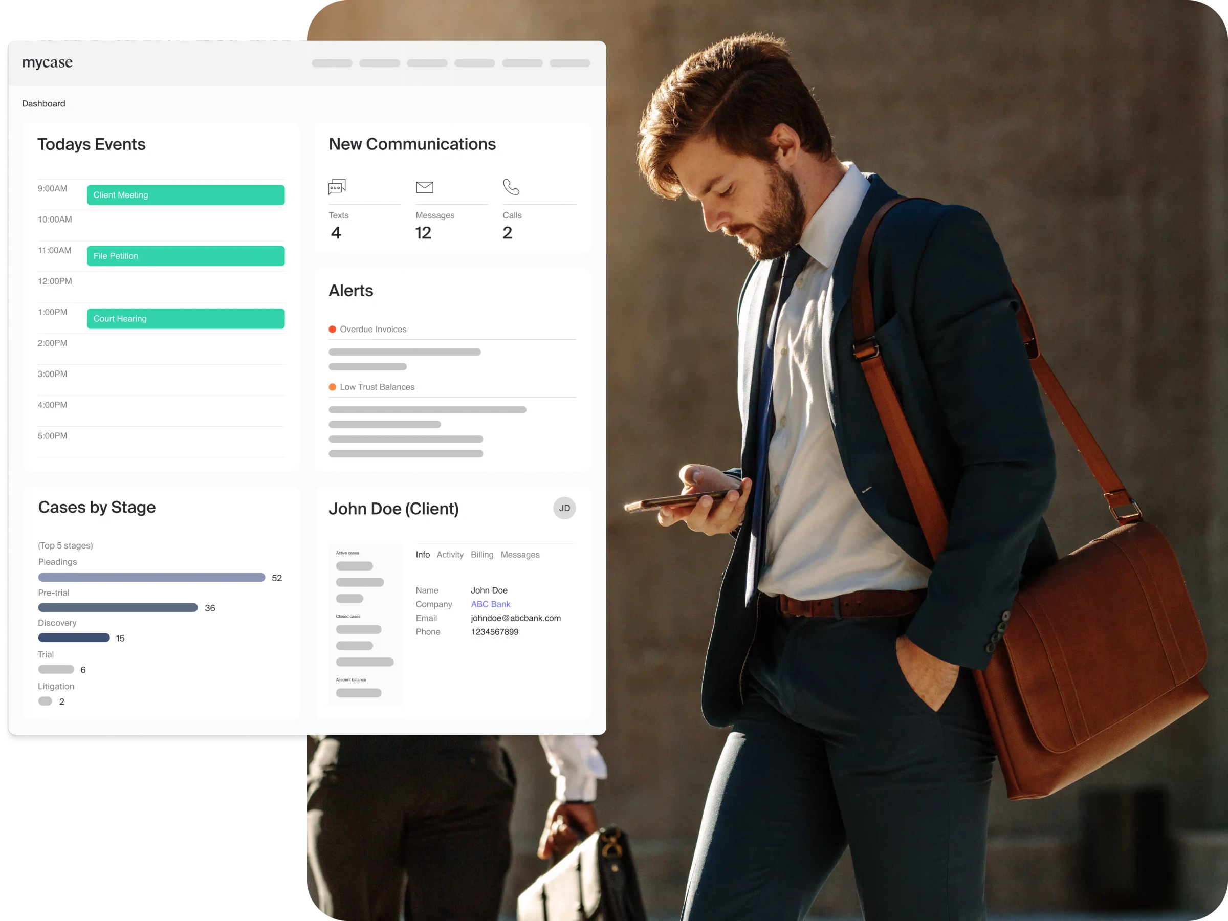 MyCase legal case management dashboard homepage