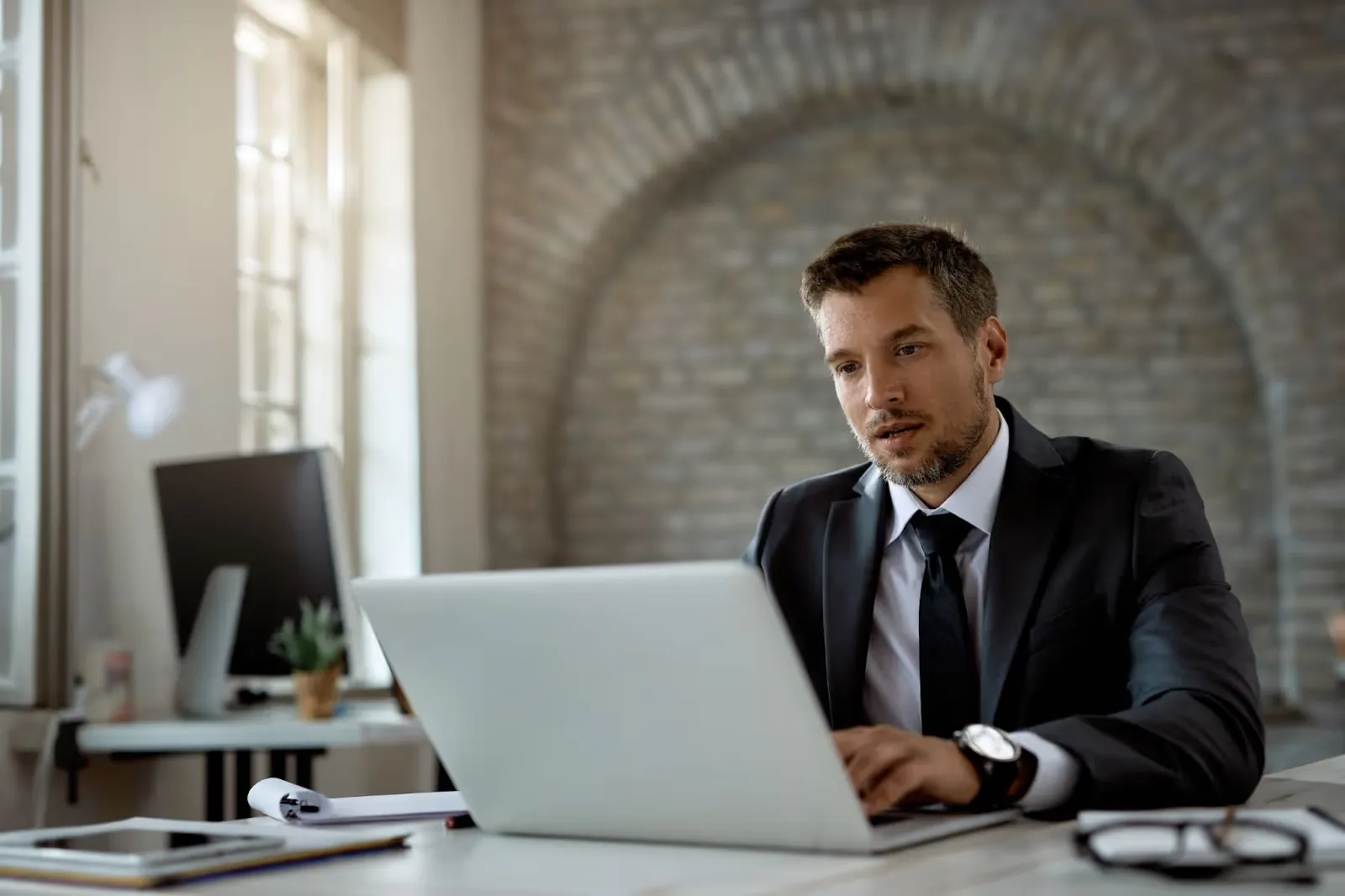 immigration lawyer at computer