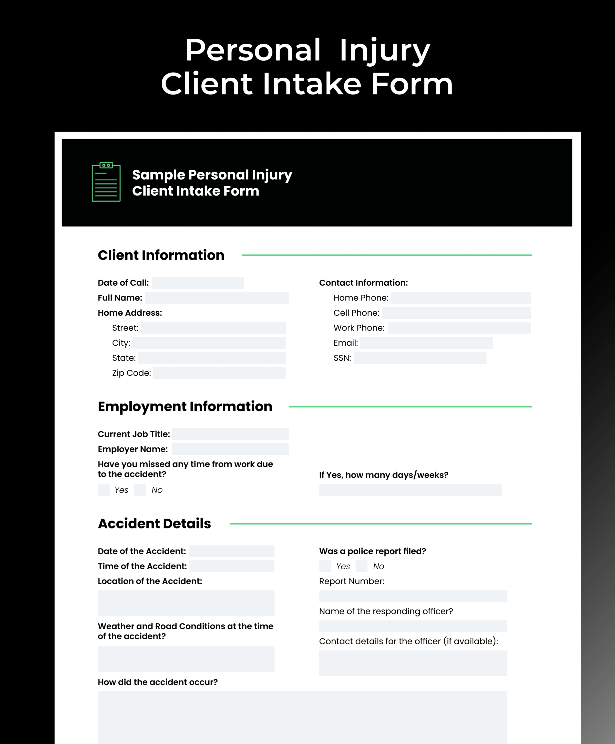 CASEpeer Personal Injury Client Intake Form