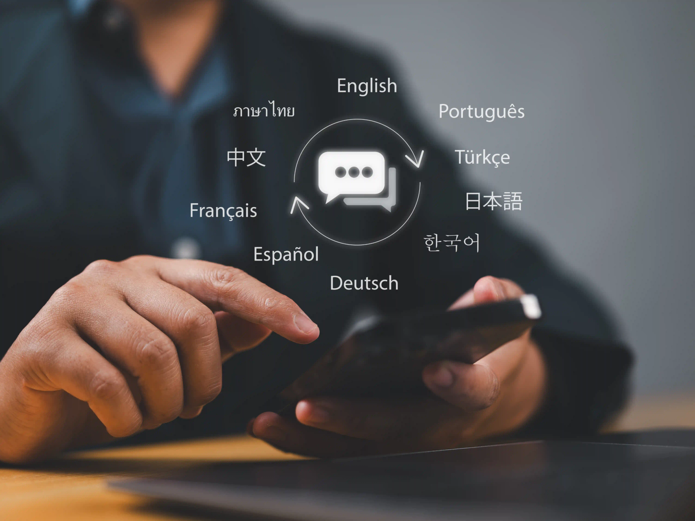 Person using a translation service on their phone