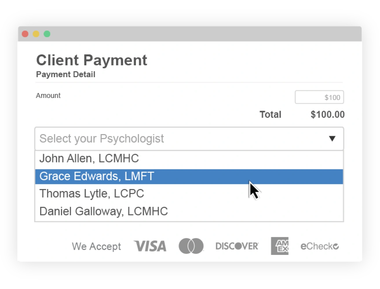 Image demonstrating simple billing