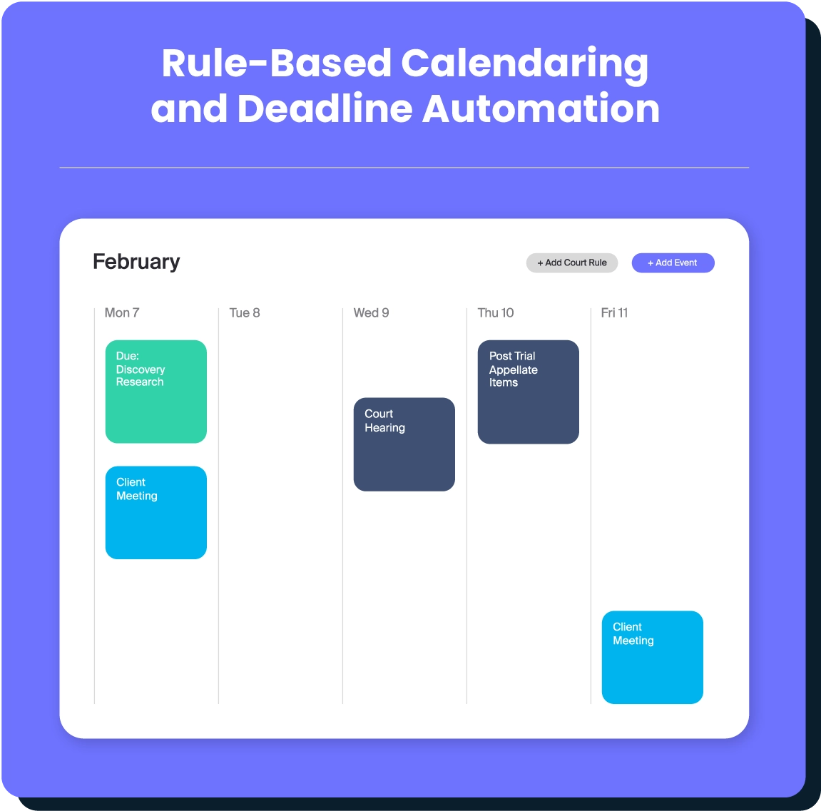Rule-based calendaring software screenshot