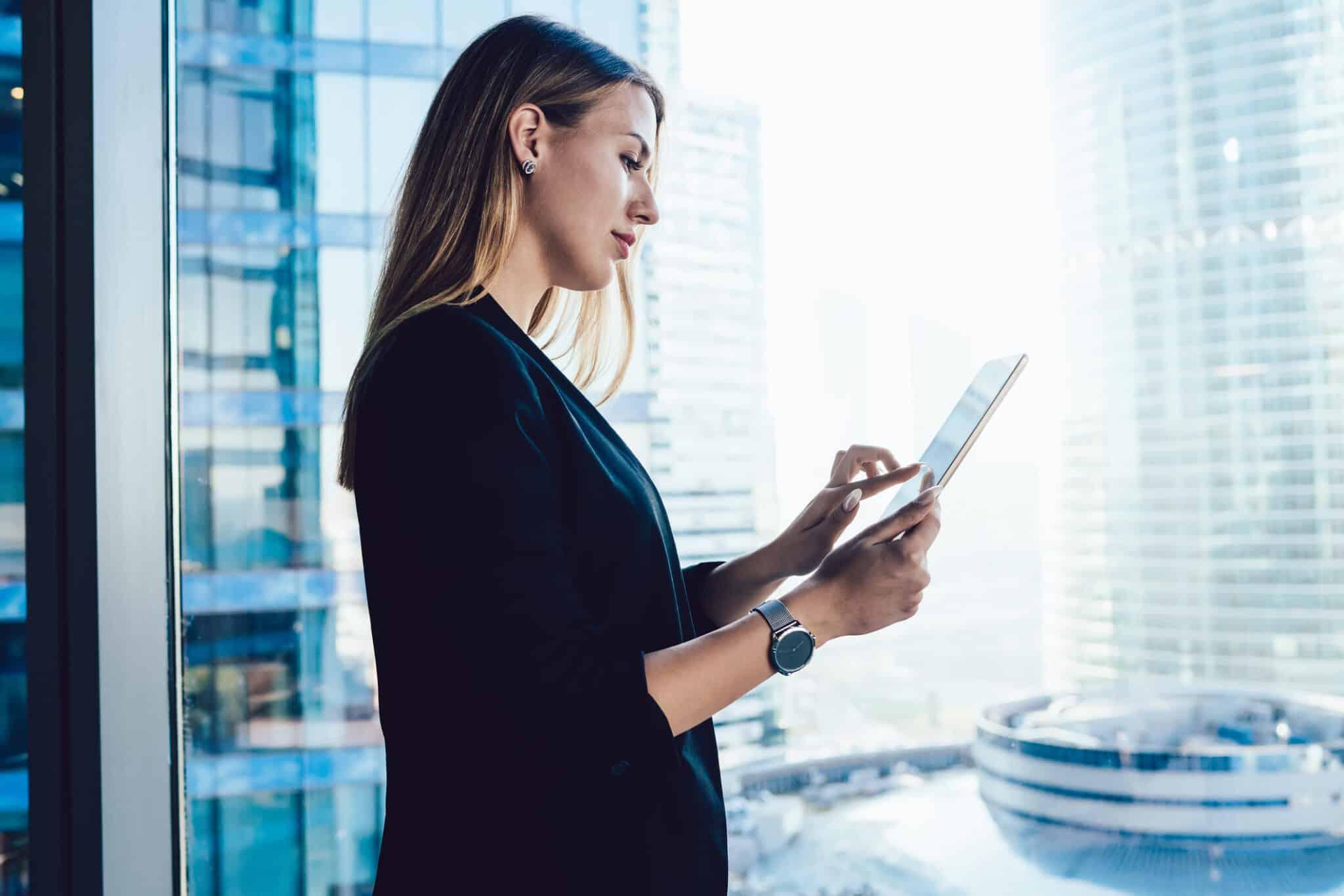 Person studying tablet