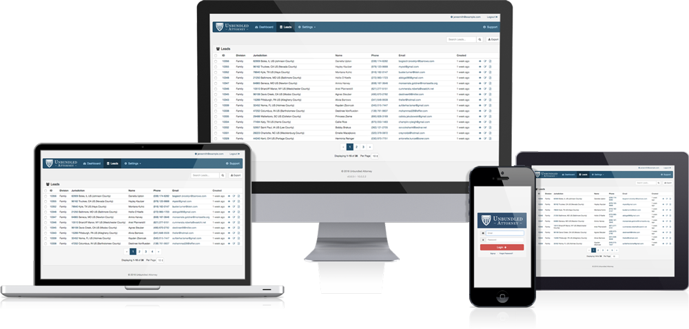 Unbundled Attorney dashboard