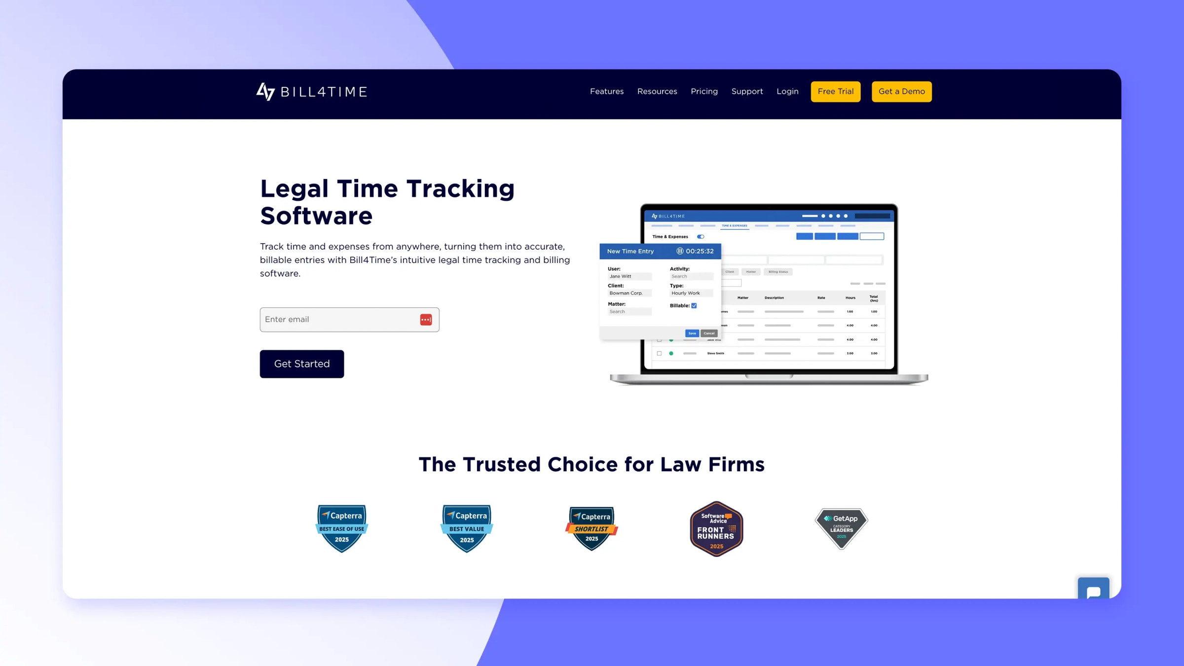 Screenshot of Bill4Time product page