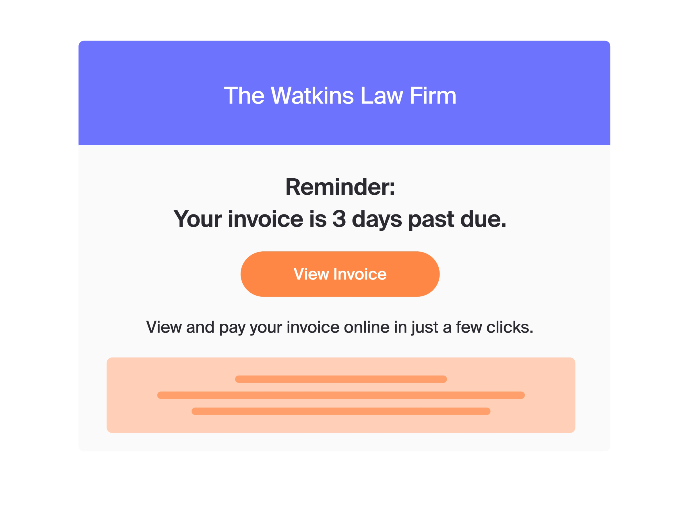 Invoice reminder showing an invoice 3 days past due