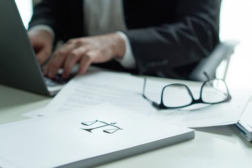 Lawyer working on laptop