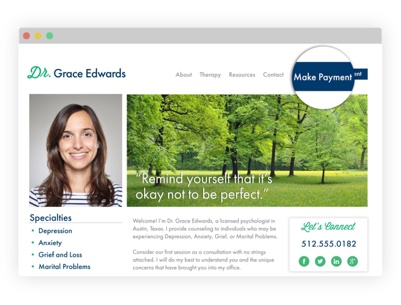 Image demonstration of including a link to payments on a page