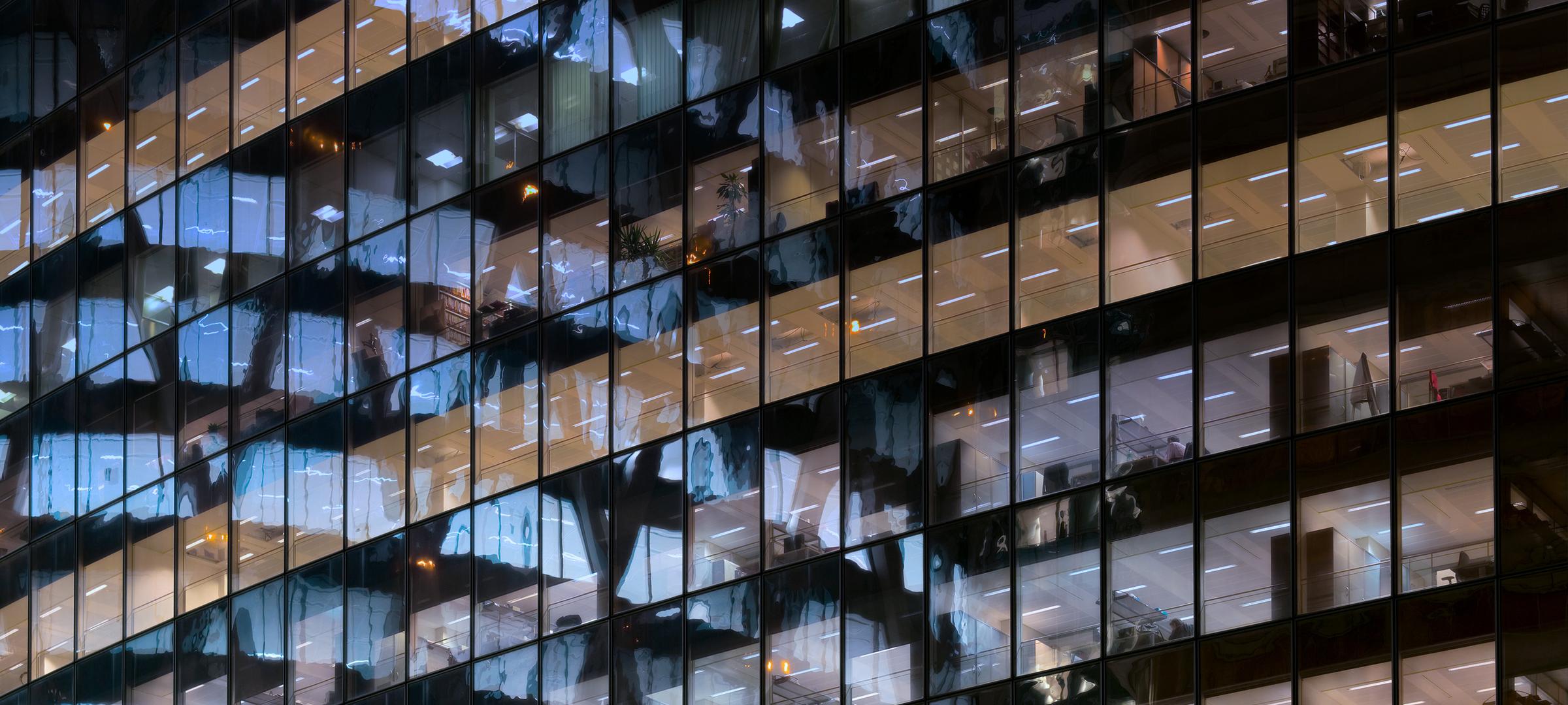 Outside view of office at night