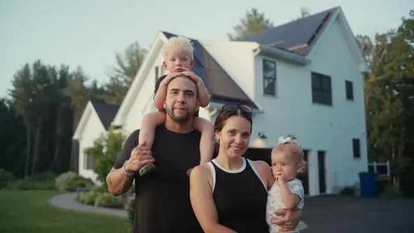 Boston family homeowners with sunrun solar panels
