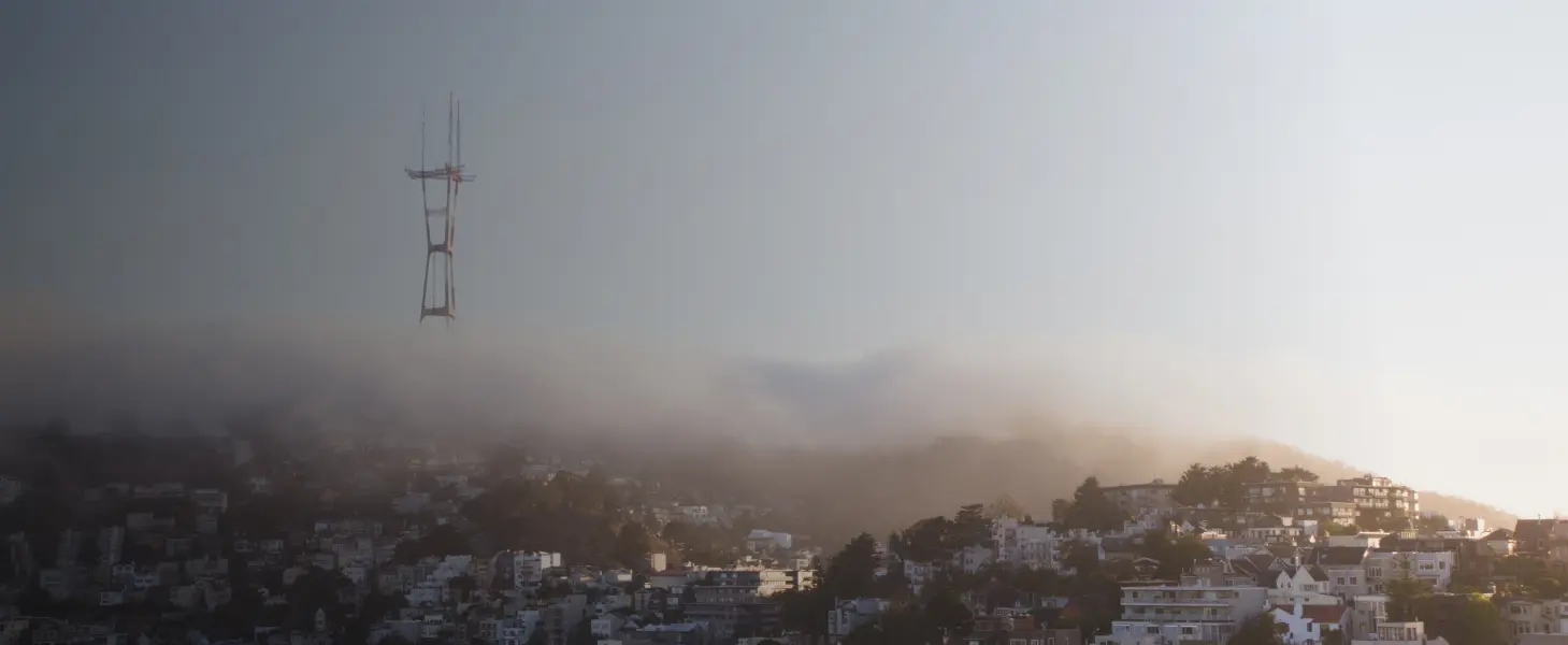 Foggy day in a california city