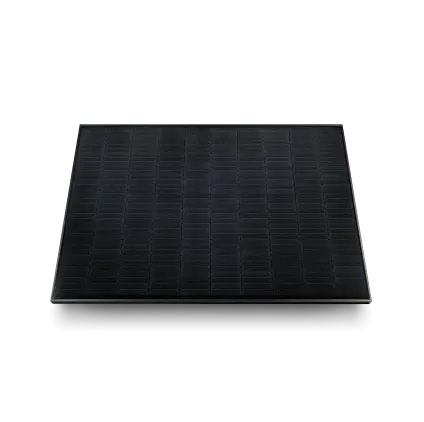 Single black solar panel on white background