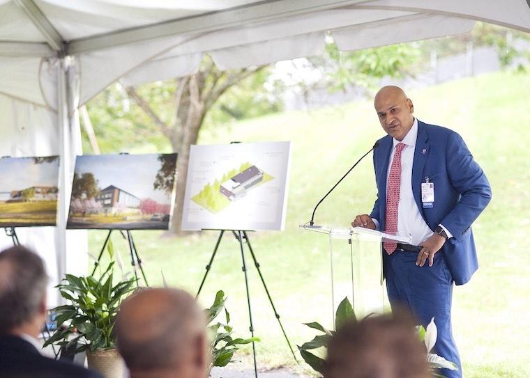 Bobby Chhabra, MD, speaks at the groundbreaking for UVA Health System's new musculoskeletal center.