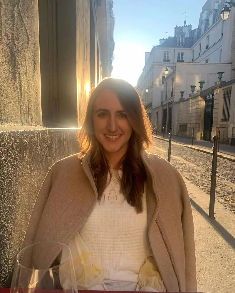 Stroke survivor Skylar at Paris cafe