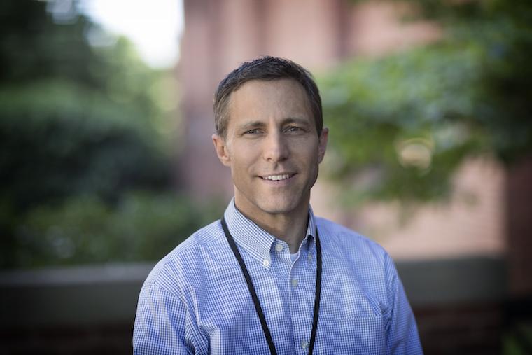Mark DeBoer, a pediatrician at the University of Virginia Children's Hospital poses outside