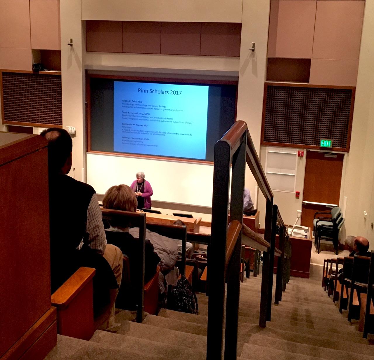 Dean Peggy Shupnik announces the new round of Pinn Scholars.