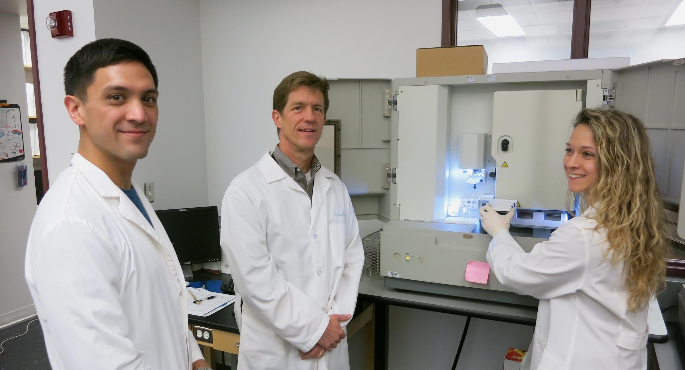 Jeffrey Teoh (from left), Michael G. Brown and Alyssa Lundren Gillespie are studying how our genes affect our ability to fight off disease.