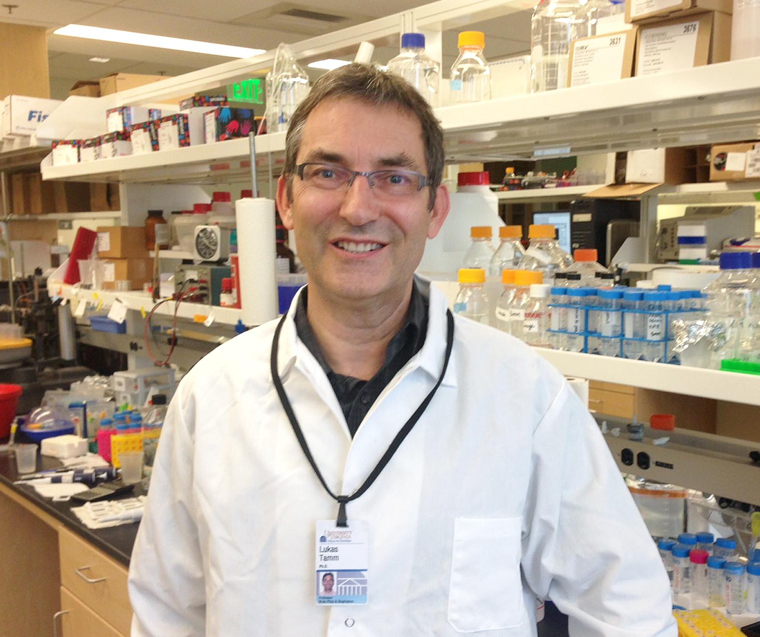 Lukas Tamm, PhD, of the School of Medicine's Department of Molecular Physiology and Biological Physics