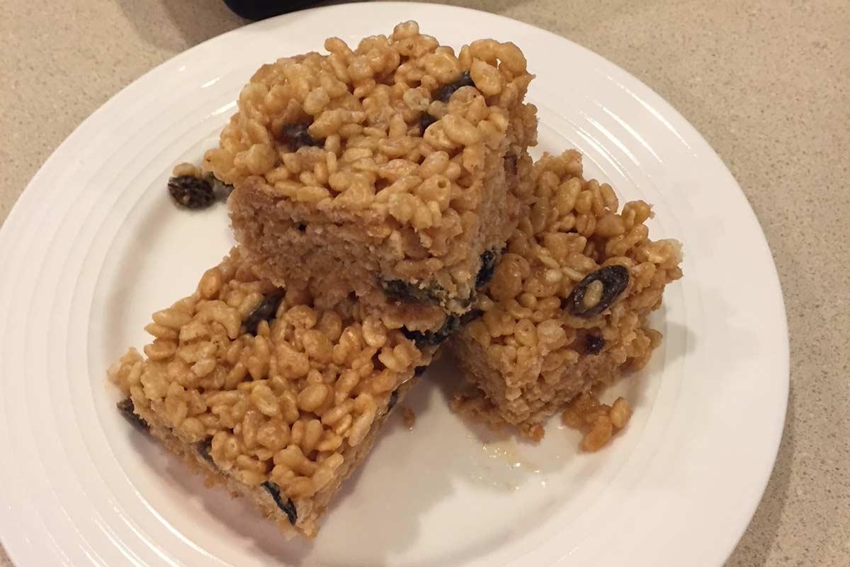 peanut butter krispie treats on a plate