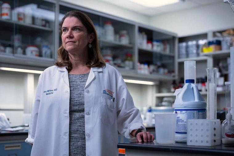Amy Mathers, MD, has been a leader throughout the COVID-19 pandemic, and now her many efforts have been recognized by UVA's Licensing & Ventures Group.