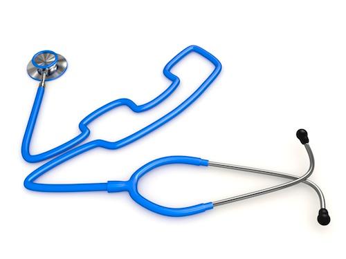 A stethoscope creates the outline of a phone