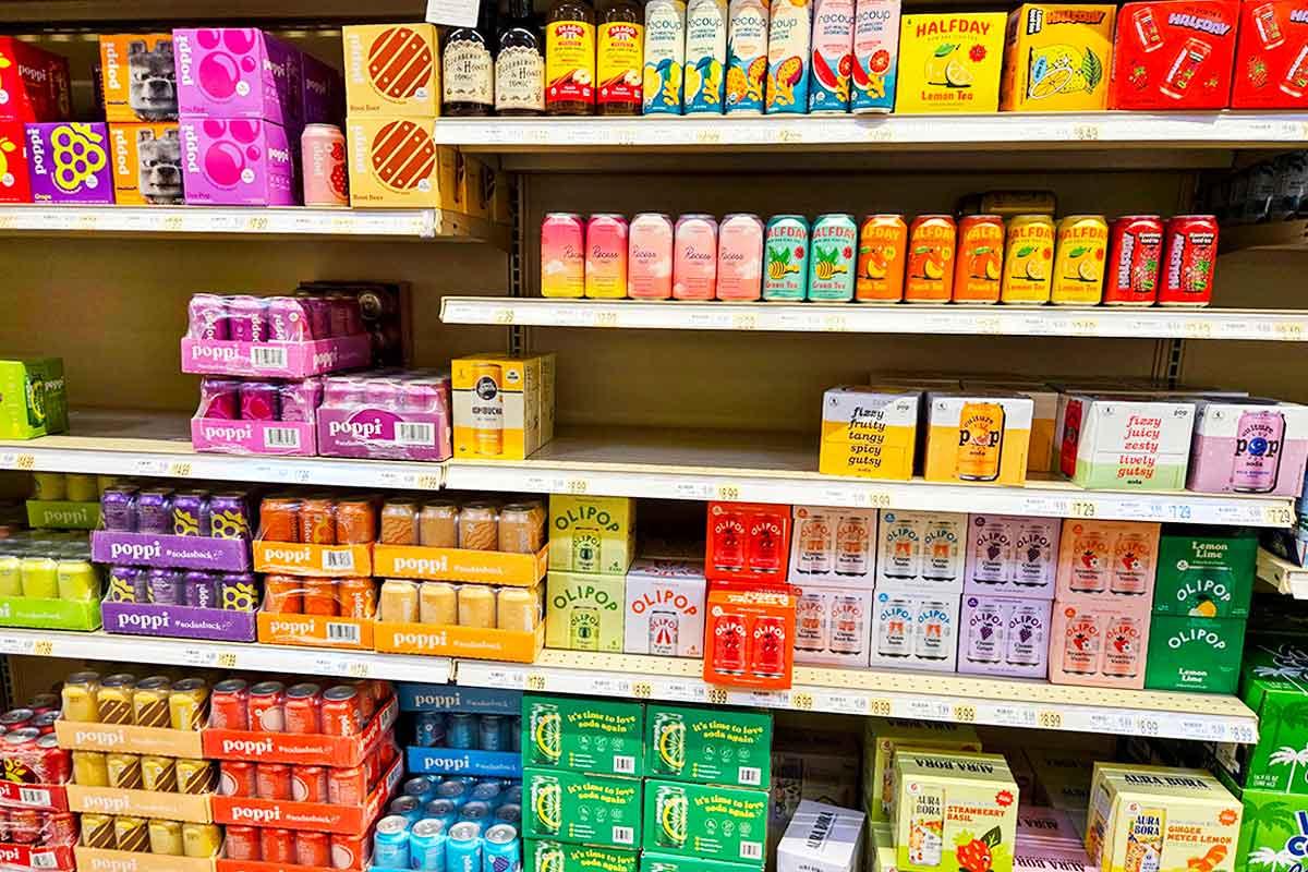 healthy soda alternatives on the grocery store shelves