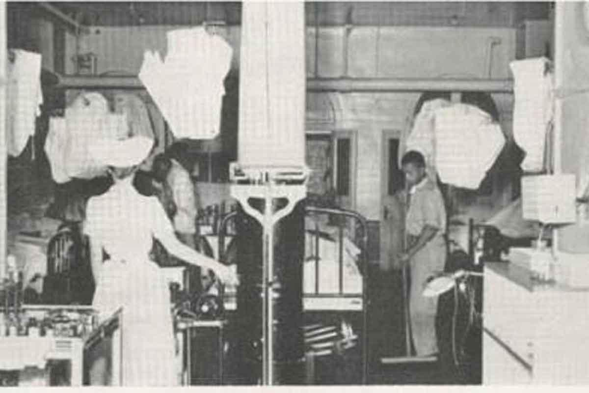 this black-and-white photo of a basement in the hospital speaks to the history of race and racism at UVA Health