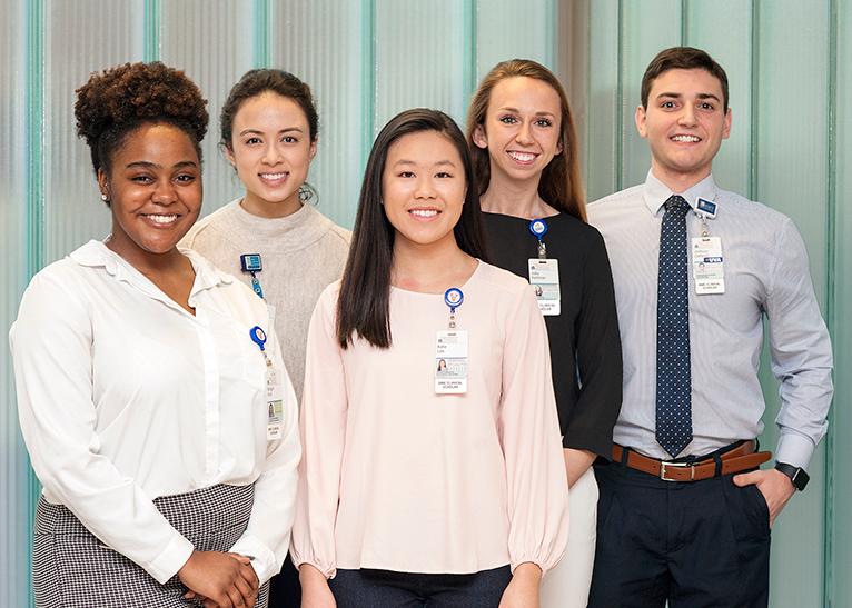 The inaugural class of BME Clinical Scholars: Morgan Hunt, Megan Thomas, Katie Lee, Julia Hartman, and Anthony DeNovio.