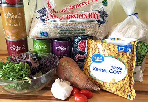 ingredients like sweet potatoes, black beans that you can use in recipes to fight the quarantine 15