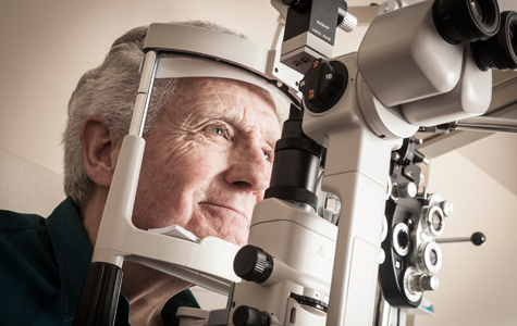 man getting eye exam