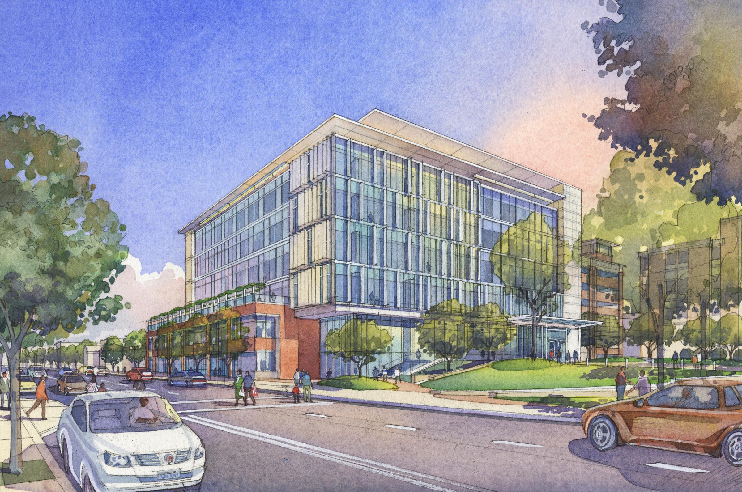 Rendering of the Battle Building at UVA Children's Hospital