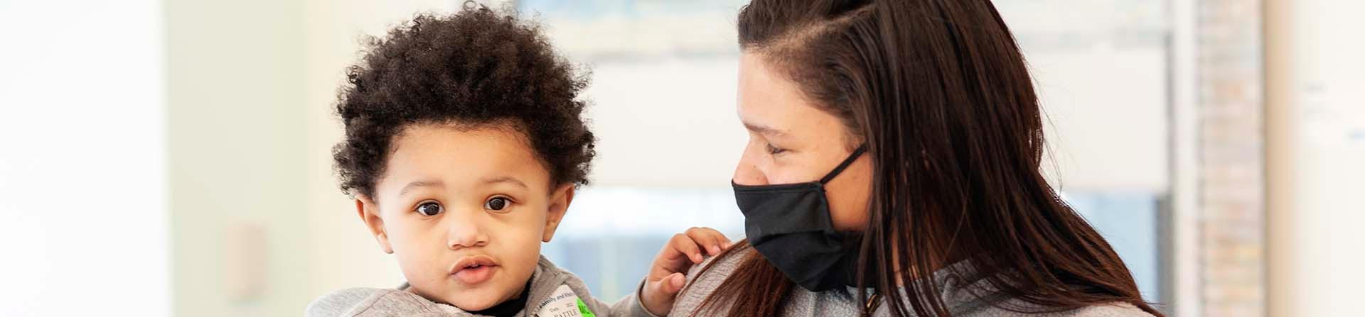 boy with mother