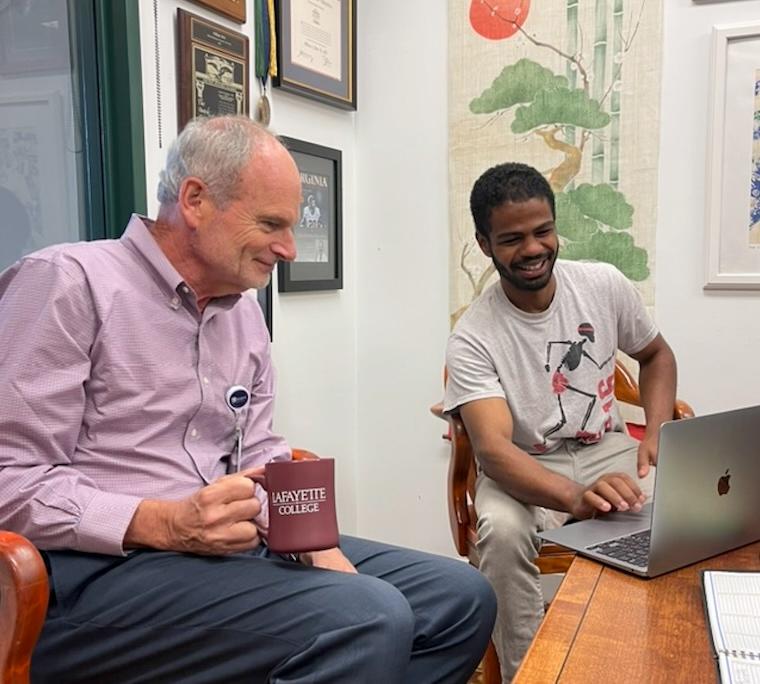 William A. Petri Jr., MD, PhD, (left) and neuroscience student David Tyus have found that the portion of the nervous system responsible for our "fight or flight" response helps shape the severity of potentially deadly C. difficile infections.