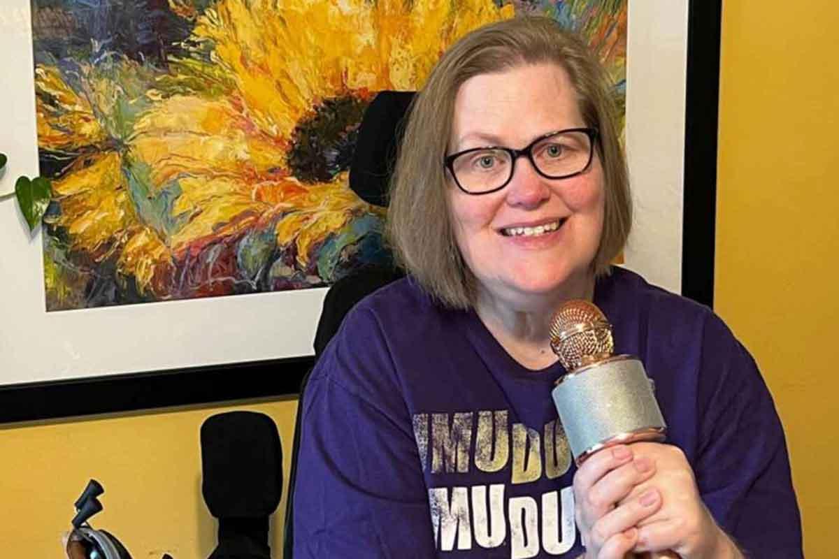 After a successful vocal cord surgery, author Karen Bowman had fun singing karaoke.