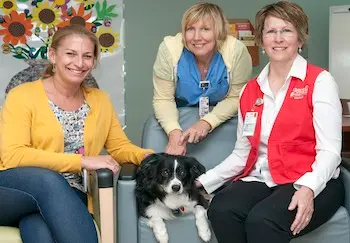 Ollie with his "pack" when visiting the psychiatric ward