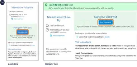 Step 2a of connecting to your virtual visit