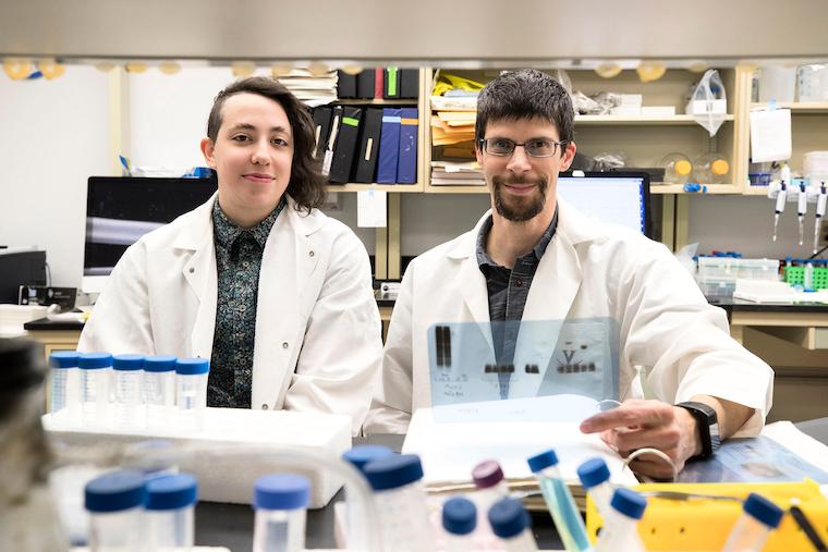 Former graduate student Dorian A Rosen, PhD, (left) and our Alban Gaultier, PhD, of the Department of Neuroscience. 