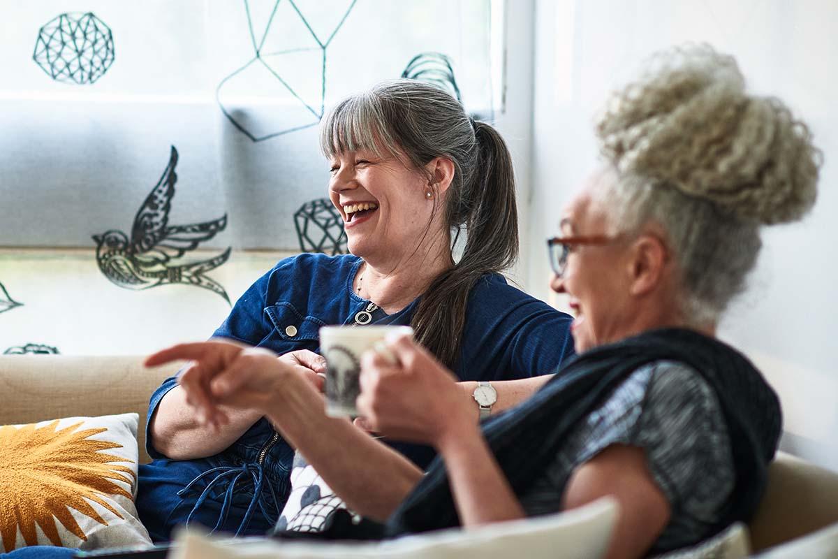 Two older women talking