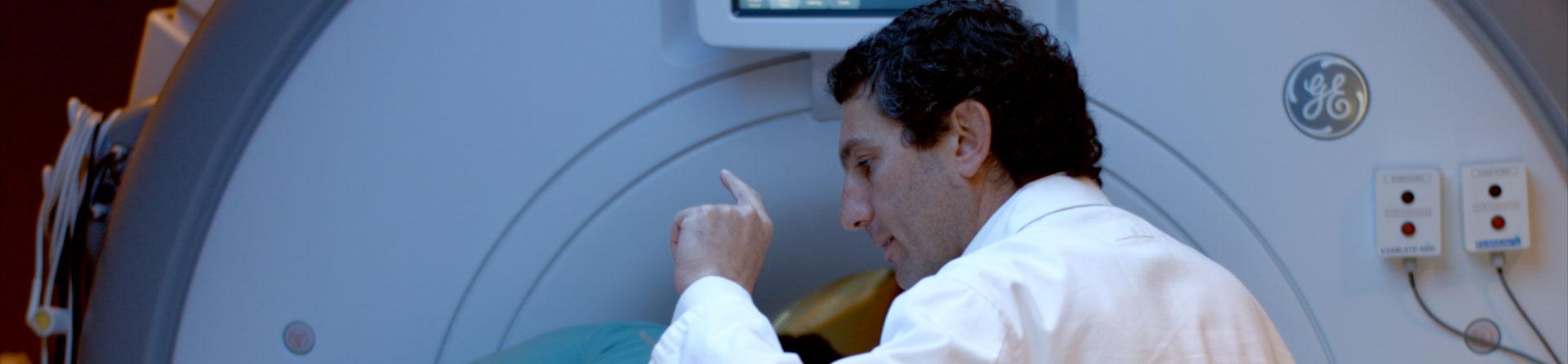 Jeff Elias works with the Focused Ultrasound machine