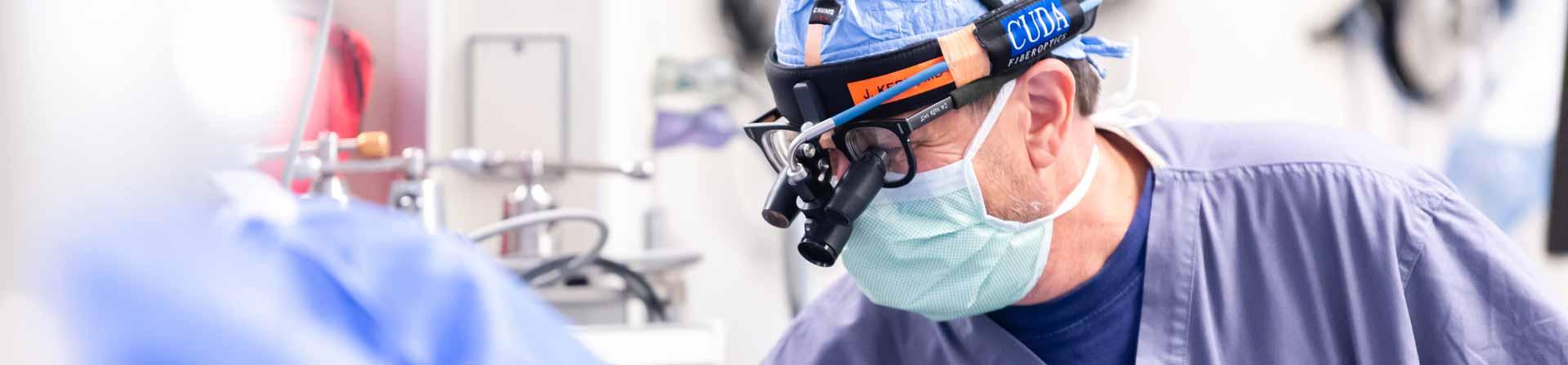 The heart surgery team working on a patient in the operating room. 