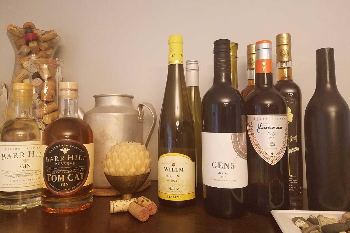 A household collection of wine and liquor. Half of Americans don't realize alcohol is a carcinogen.