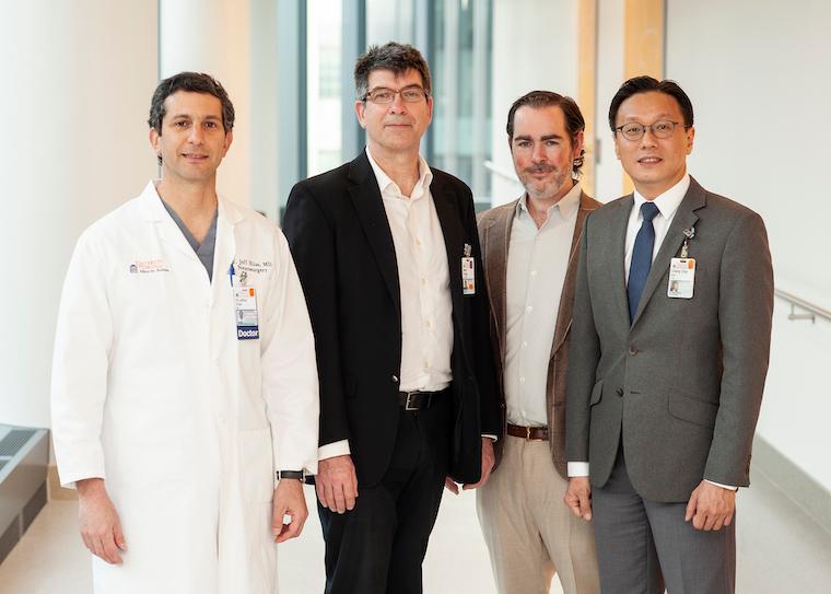 Jeff Elias (from left), Mark Quigg, Patrick Finan and Chang-Chia "Jeff" Liu are working to develop a new way to manage chronic pain that does not respond to medication.