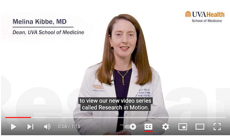 This is a screenshot of Dean Melina Kibbe introducing a series of videos profiling our researchers, which you can watch on YouTube.