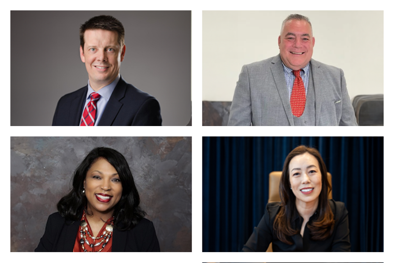 New leadership for the UVA Community Health Foundation includes Gary Jones II, board chair (top left); board members Robert Sweeney (top right) and Katie Min (bottom right); and executive director Felicia Blow (bottom left).