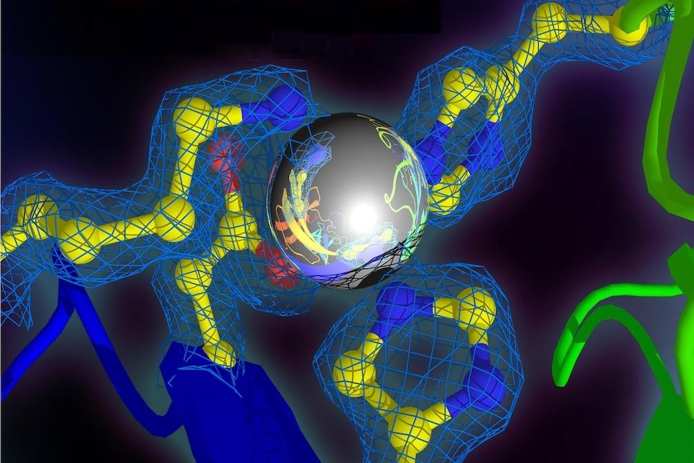 An illustration of architecture from the submicroscopic world, created with knowledge gleaned through X-ray crystallography. 